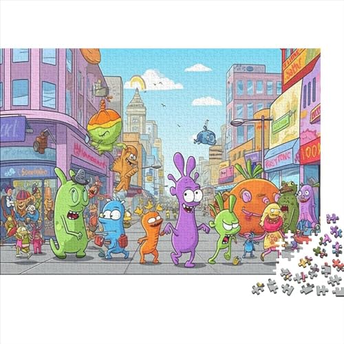 Cartoon Alien City Puzzles Für Erwachsene 1000 Puzzles Für Erwachsene 1000 Teile Puzzle 1000 Teile Ungelöstes Puzzle 1000pcs (75x50cm) von ONDIAN