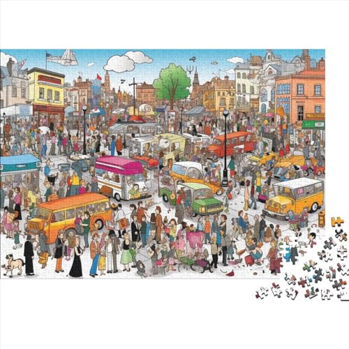 Crowded London Streets 3D-Puzzles 500 Teile Für Erwachsene Puzzles Für Erwachsene 500 Teile Puzzle Lernspiele Ungelöstes Puzzle 500pcs (52x38cm) von ONDIAN