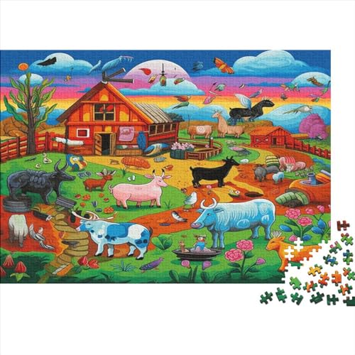 Farm Animals Theme Puzzles Für Erwachsene 500 Puzzles Für Erwachsene 500 Teile Puzzle 500 Teile Ungelöstes Puzzle 500pcs (52x38cm) von ONDIAN