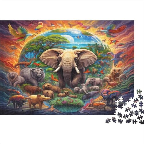 Puzzles Für Erwachsene 300 Teile - Cute Elephant - Unmögliches Puzzle - Puzzles Für Erwachsene - Puzzle Für Erwachsene - Schwierig - Puzzle - Anspruchsvolles Spiel 300pcs (40x28cm) von ONDIAN