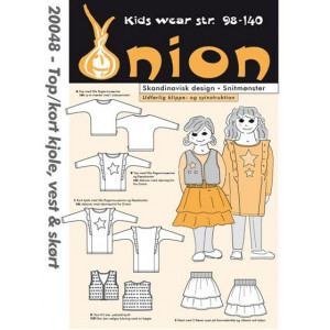 ONION Schnittmuster Kids 20048 Top/Kurzes Kleid, Weste & Rock Gr. 98-1 von ONION