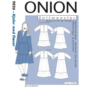 ONION Schnittmuster Plus 9026 Kleid mit Rüschen Größen XL-5XL von ONION