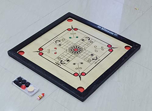 ONLINE SHOPPERS DELIGHT LTD Turnier Ply Carrom Brettspiel Holz mit Münzen, Pulver & Striker von ONLINE SHOPPERS DELIGHT LTD