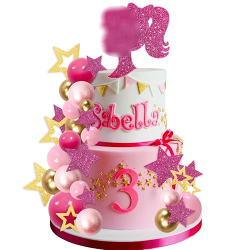 Tortendeko Geburtstag Mädchen, 36 Stücke Deko Torte Rosa Kuchendeko Verträumt Mädchen Cake Topper Pink Populär für Motto Party, Babyparty, Geburtstag, Hochzeit von ONRAGT