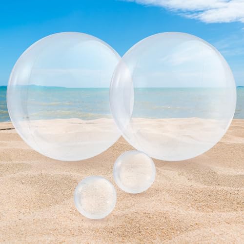 Wasserball Aufblasbar Transparent, 2 Stück 16-Zoll und 2 Stück 5-Zoll Aufblasbarer Ball, Schwimmball Transparente Wasserbälle, Beach Ball für Sommer Strand Schwimmbad im Freien Partyzubehör von ONRAGT