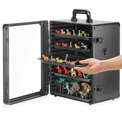 ONUEMP Miniatur Tragetasche Transportdisplay Aufbewahrungskoffer Kompatibel mit Warhammer 40k DND Miniaturen, Ausgestattet mit 5 Metalltabletts Verstellbarer Schultergurt Geschenk für von ONUEMP