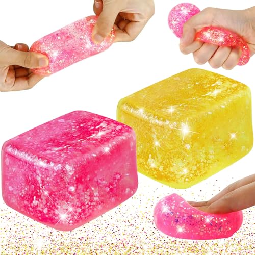 2 Stück Squeeze Spielzeug, Großes Eiswürfel Fidget Toys, Anti Stress Spielzeug, Sensorisches Fidget Spielzeug, zum Konzentrieren, Angst Relief, Stressball Lustig für Erwachsene und Kinder von OPEIXSAYKOC