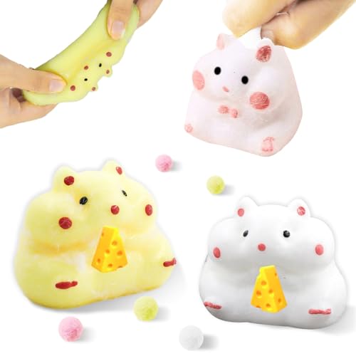 Hamster Squeeze Spielzeug 2 Stück, Squishy Hamster Spielzeug, Squishy Fidget Spielzeug, Kawaii Flauschige Sensorische Spielzeug, Anti Stress Spielzeug, zum Konzentrieren, Angst Relief von OPEIXSAYKOC