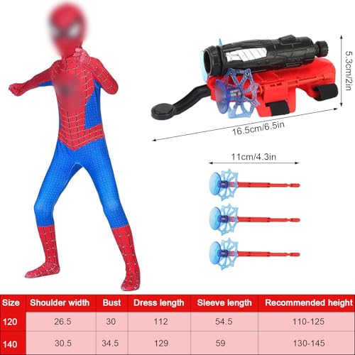 OPEIXSAYKOC Kinder Cosplay Kostüme Set, 3D Anime Anzugfür Bodysuit Kinder mit Maske und Glove Launcher, Maskerade Party Halloween Karneval Zubehör Party Kostüm für Jungen Mädchen 110-125 von OPEIXSAYKOC