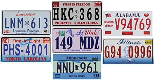 OPO 10 - Los mit 7 USA Autokennzeichen aus Metall - Repliken von echten amerikanischen Kennzeichen (V10) von OPO 10