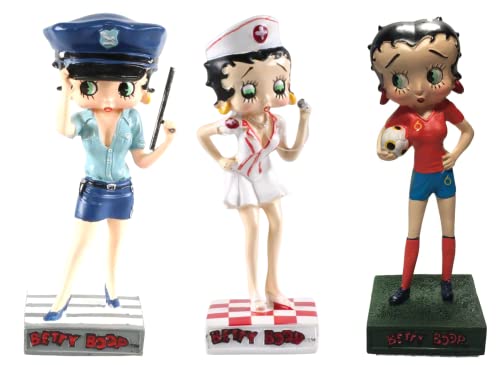 OPO 10 - Lot von 3 Betty-Boop-Figuren 15 cm: Krankenschwester + Fußballer + US-Polizei / BB6 von OPO 10