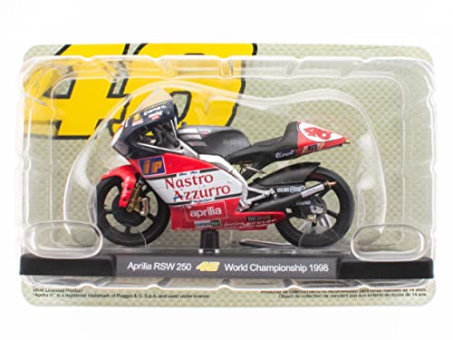 OPO 10 - Motorrad 1/18 von "The Doctor Valentino Rossi #46, Reproduktion kompatibel mit Aprilia RSW 250 - Weltmeisterschaft 1998 - VR018 von OPO 10