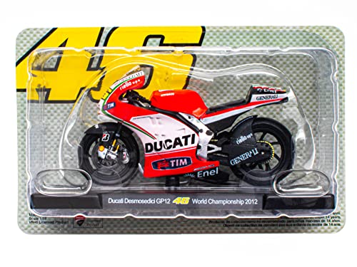 OPO 10 - Motorrad 1/18 von "The Doctor Valentino Rossi #46, Reproduktion kompatibel mit Ducati Desmosedici GP12 - World Championship 2012 - VR103 von OPO 10