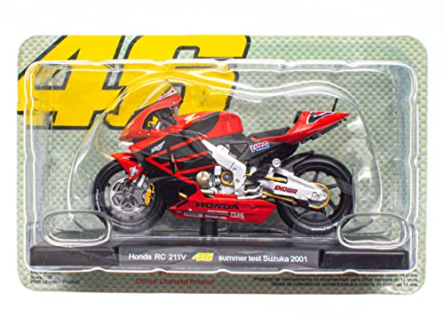 OPO 10 - Motorrad 1/18 von "The Doctor Valentino Rossi #46, Reproduktion kompatibel mit Honda RC 211V - Sommertest Suzuka 2001 - VR039 von OPO 10