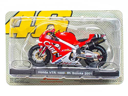 OPO 10 - Motorrad 1/18 von "The Doctor Valentino Rossi #46, Reproduktion kompatibel mit Honda VTR 1000-8h Suzuka 2001 - VR106 von OPO 10