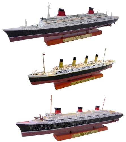 OPO 10 - Set mit 3 Miniaturnachbildungen der berühmtesten Transatlantikdampfer, der Titanic + der Normandie + der France, Maßstab 1:1250, d. h. 21 bis 25 cm – PA5 von OPO 10