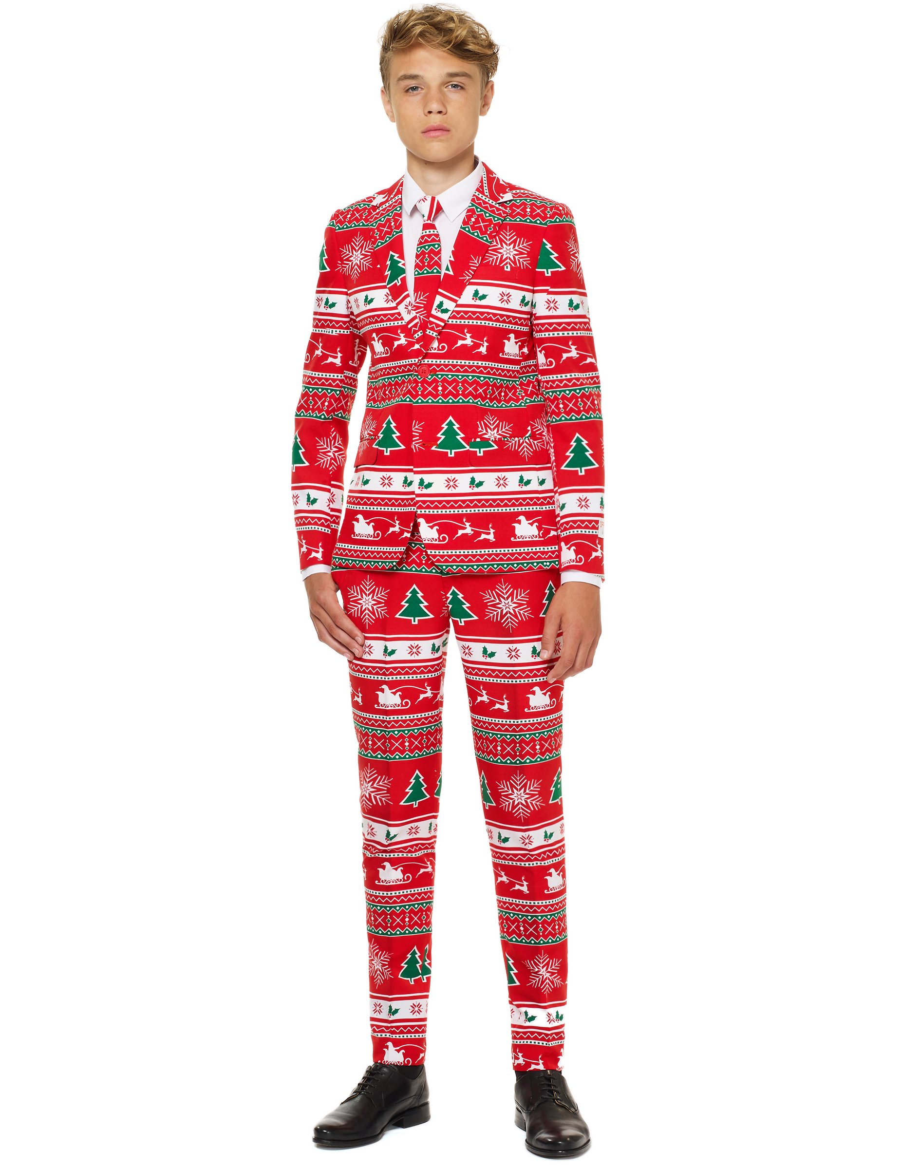 Mr. Winterwonderland Opposuits Anzug für Teenager rot-weiss-grün von OPPO MERCHANDISE GROUP