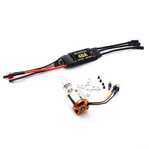 OPPWONG Bürstenloser Motor, RC-Motor Bürstenloser Gleichstrommotor mit 3,5-mm-Bananenkopf-T-Stecker ESC Elektronischer Geschwindigkeitsregler für RC (1250 kV und ESC) von OPPWONG