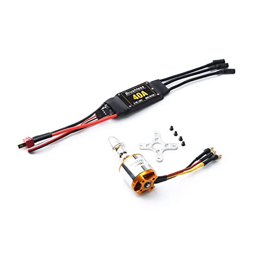 OPPWONG Bürstenloser Motor, RC-Motor Bürstenloser Gleichstrommotor mit 3,5-mm-Bananenkopf-T-Stecker ESC Elektronischer Geschwindigkeitsregler für RC (2300 kV und ESC) von OPPWONG