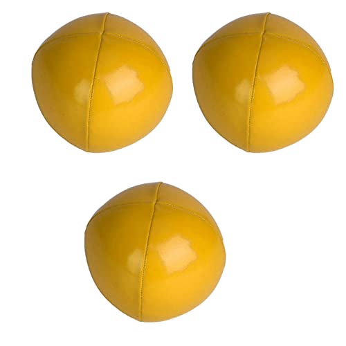 OPPWONG Jonglierbälle, Jonglierbälle, 3 Stück, 6,3 cm, PU + Feines Gummi-Clown-Jonglierball-Set, Jonglierbälle für Anfänger mit Netztasche für Anfänger und Profis (Yellow) von OPPWONG