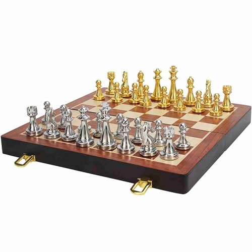 OPPWONG Schachspiel, Schachspiele für Erwachsene, Schachbrett, Metallschachspiel, Reiseschachspiel für Anfänger und Professionelle Spieler für Erwachsene und (29x29x2,7cm) von OPPWONG