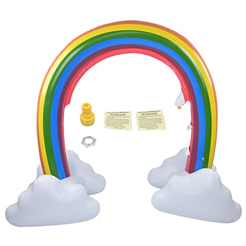 Regenbogensprinkler, Zusammenklappbar, Dickes PVC, Buntes Bogenbrückenspielzeug, Regenbogensprinkler für Kinder, Aufblasbarer Wolkensprinkler, Wasserpark-Spielzeug, Spiele von OPPWONG