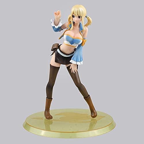 2024 Neue 21 cm japanische Anime Fairy Tail Lucy Heartfilia Cast Off Replaceabl Gesichtsveränderung mit Zubehör, schöne PVC-Actionfiguren-Kollektion, Statue, Modell, Cartoon-Spielzeug, Puppe, in von OPQRSTUVW