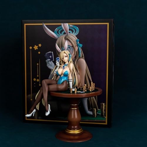 Anime-Action-Figuren, Modellstatue, braunes Haar und grüne Augen, Mädchen, Hasenmädchen-Figur, sitzt auf der Basis des Casino-Tisches und hält Karten, Anime-Ornament, schönes Mädchen, Höhe 27 cm, von OPQRSTUVW