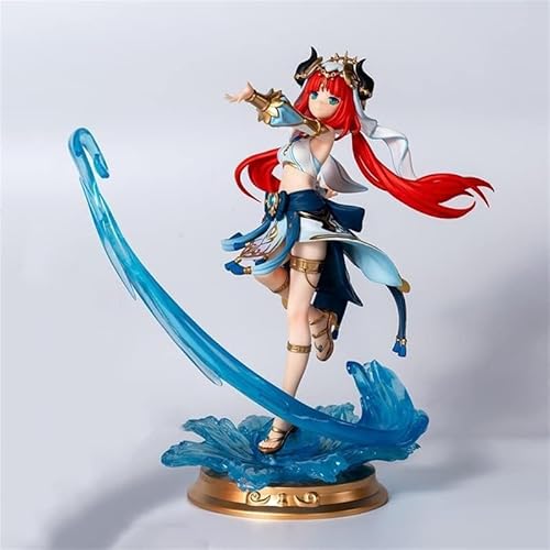 Anime Actionfiguren Modell Statue - Rotes Haar und grüne Augen mit Schleier, weiblicher Spielcharakter, Wurfzauber, exotischer Stil Kleid, umgeben von blauen Wassereffekten, Gewicht 1000g, Höhe 26cm-Z von OPQRSTUVW