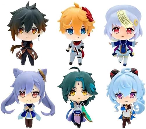 Anime Actionfiguren Modell Statue-Six Verschiedene Charaktere Q-Version Minifiguren, beliebte Spielfiguren, verschiedene Kostüme, Schlafzimmer-Zubehör, Desktop-Zubehör, Gewicht 300 g, Höhe 8,5 cm-Z von OPQRSTUVW