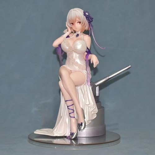 Anime Actionfiguren Modell Statue-Weißes Kurzhaar Rote Augen Mädchen Weiße Rose Reines Weiß Rose Kleid Wechselbares Gesicht Sitzende Pose Figur Ornament Fahrzeug Ornament Höhe 20cm Gewicht 480g -Z von OPQRSTUVW