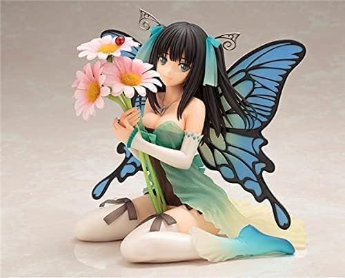 Anime-Mädchen-Figur, 14 cm, Anime-4 Blätter, Gänseblümchen, Tony Fee, Schmetterling, Gänseblümchen mit schöner Blume sitzend, PVC, Actionfigur für Erwachsene, schönes Mädchen, PVC-Statue, Sammlung, von OPQRSTUVW