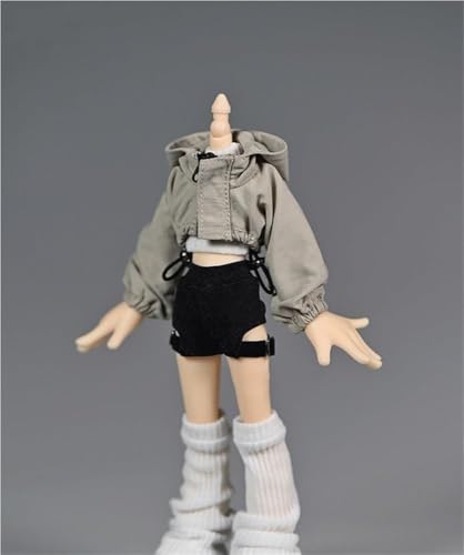 OPQRSTUVW 1/12 Maßstab weibliches Soldatenmodell, Figur, Puppenkleidung, Windbreaker, Shorts, Beinstulpen, Socken für 15,2 cm bewegliche Puppe, Actionfigur-Zubehör (Bronze) von OPQRSTUVW