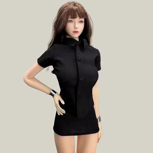 OPQRSTUVW 1/6 Scale Female Figure Clothes, Female Short Skirt+Shirt Costume Outfit Clothing for 30.5 cm PH TBL JO Action Figure Body (Black) von OPQRSTUVW