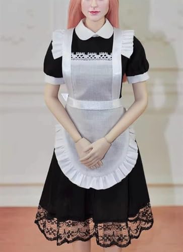 OPQRSTUVW 1/6 Scale Figure Doll Clothes Maid Dress Apron Headband for 30.5 cm Female Action Figure, Flexible Seamless Doll Silicone Body von OPQRSTUVW