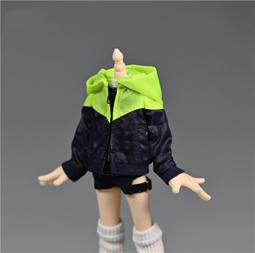 OPQRSTUVW 1:12 Maßstab männlich/weiblicher Soldat Modell Figur Puppe Kleidung Outdoor Kapuze Windbreaker Jacke für 15,2 cm bewegliche Puppe Actionfigur Zubehör (grün) von OPQRSTUVW