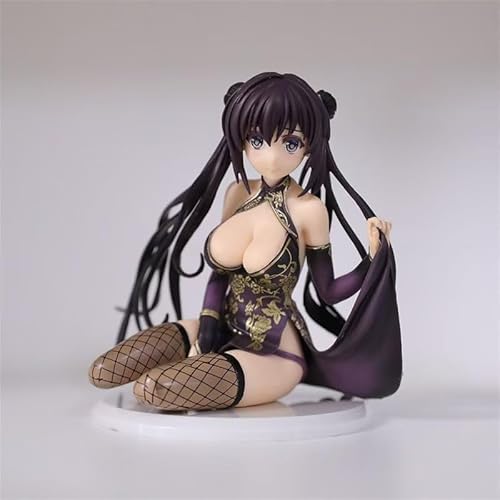 OPQRSTUVW Anime-Action-Figuren, Modellstatue, langes schwarzes Haar, trägt ein lila Cheongsam-Stil Outfit mit goldenen Mustern, gepaart mit schwarzen Netzsocken und dekorativen Ornamenten (205-13) von OPQRSTUVW