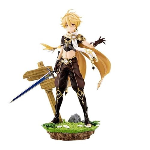 OPQRSTUVW Anime-Action-Figuren, Modellstatue, männlicher Charakter mit kurzem blondem Haar, das schwarz-braune Farbschema trägt, ein blaues Langschwert hält, 570 g wiegt, 24,5 cm hoch - Z von OPQRSTUVW