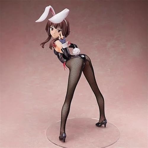 OPQRSTUVW Anime Actionfiguren Modell Statue - Braunes langes Haar, weißes Kaninchenohr-Stirnband auf dem Kopf, schwarzer Body, lila Handschuhe auf Armen, Desktop-Ornament, dekoratives Geschenk - H von OPQRSTUVW