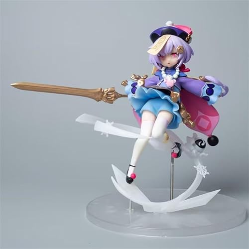 OPQRSTUVW Anime Actionfiguren Modell Statue - Kurzes hellviolettes Haar, lila Oberteil am Oberkörper, weiße Strümpfe an Beinen, schwarze Schuhe an Füßen, Desktop-Ornament mit einem Gewicht von 400, von OPQRSTUVW