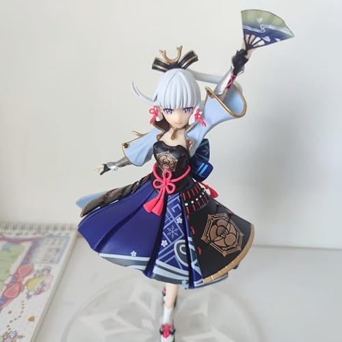 OPQRSTUVW Anime Actionfiguren Modell Statue - Kurzes weißes Haar, trägt ein Kleid, hält einen faltbaren Fächer hoch in der rechten Hand, Desktop-Ornament, Dekoration, Gewicht 379, Höhe 23-H von OPQRSTUVW