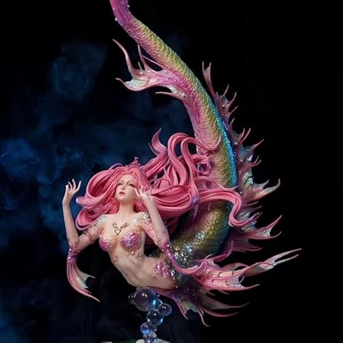 OPQRSTUVW Anime Actionfiguren Modell Statue-Rosa Langhaar Rosa Augen Meerjungfrau mit Schuppen und Rosa Krone, 3D Prinzessin Statue, Schlafzimmer Dekoration, Auto Dekoration, H73cm Wiegt 4280g-Z von OPQRSTUVW