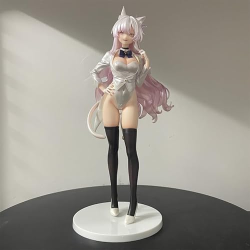 OPQRSTUVW Anime Actionfiguren Modell Statue - Rosa Langhaar Tragen Weiß Eng anliegende Kleidung Schwarze Socken auf Beinen Weiße High Heels Dekorative Ornament - H (370-27) von OPQRSTUVW