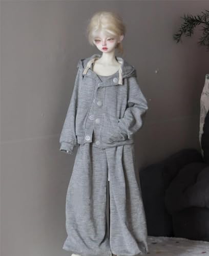 OPQRSTUVW Puppenkleidung, Kapuzenjacke, Rundhalsausschnitt, T-Shirt mit weitem Bein, Hose für 1/3 1/4 weibliche Ballgelenke, Puppen-Kleidungszubehör (Puppe nicht im Lieferumfang enthalten), Rosa, 1/4 von OPQRSTUVW