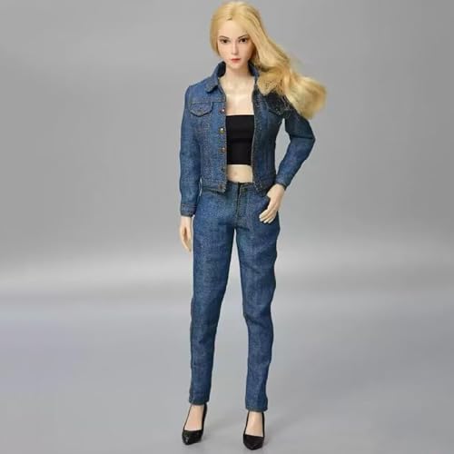 OPQRSTUVW Puppenkleidung im Maßstab 1/6, Jeans + Oberteil + Unterwäsche + Schuhe, Outfit für 30,5 cm große weibliche Actionfigur Phicen/TBLeague (schwarz) von OPQRSTUVW