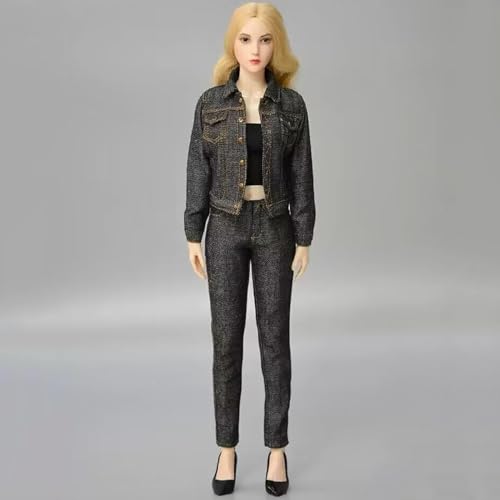 OPQRSTUVW Puppenkleidung im Maßstab 1/6, Jeans + Oberteil + Unterwäsche + Schuhe, Outfit für 30,5 cm große weibliche Actionfigur Phicen/TBLeague (schwarz) von OPQRSTUVW