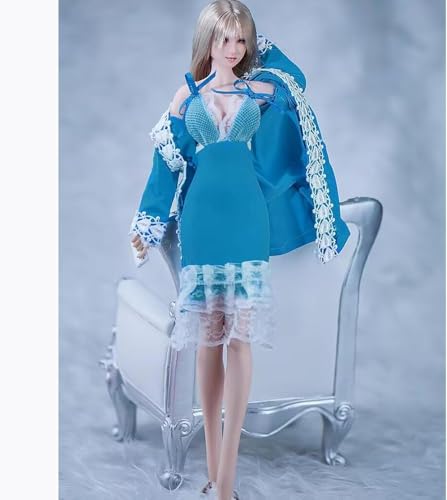 OPQRSTUVW Puppenkleidung im Maßstab 1:6, Robe Mantel + Kleid, Outfit Kostüm für 30,5 cm weibliche Actionfigur Phicen/TBLeague (Hellblau) von OPQRSTUVW