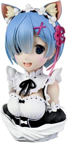 OPQRSTUVW REM Anime Actionfigur Statue Cartoon Spielzeug Sammlerstück Dekoration, Katzenohr Rem Ram Büste Ornament Charakter PVC Figur Modell Geschenk 8.7 (C) von OPQRSTUVW