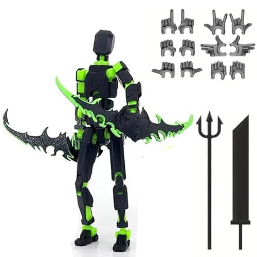 OPQRSTUVW Transforming Posable Action Figure with Accessories, Red and Black (Black Green 2) von OPQRSTUVW