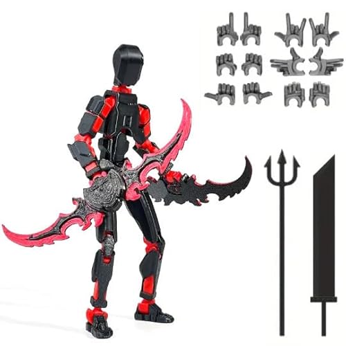 OPQRSTUVW Transforming Posable Action Figure with Accessories, Red and Black (Black and Red) von OPQRSTUVW